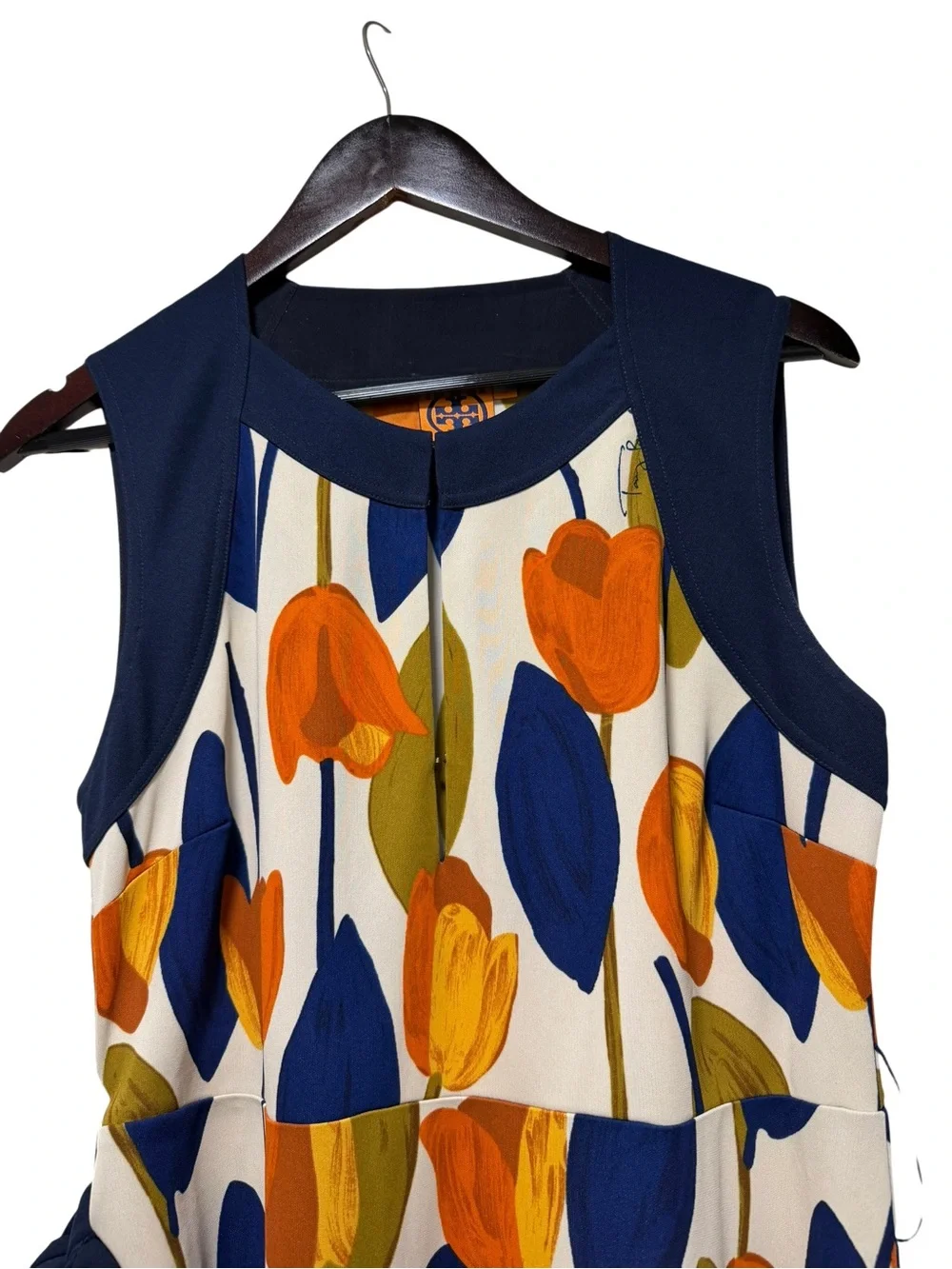 Tory Burch Atley Tulip Print Sleeveless Midi Dress Women’s Size Large